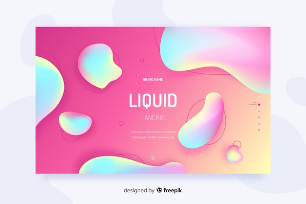 Free Vector liquid effect landing page