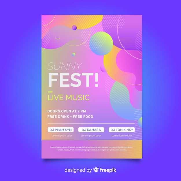 Free Vector liquid effect music poster template