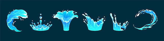 Free Vector liquid water splashes falling aqua drops