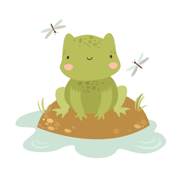 Free Vector little frog in the swamp