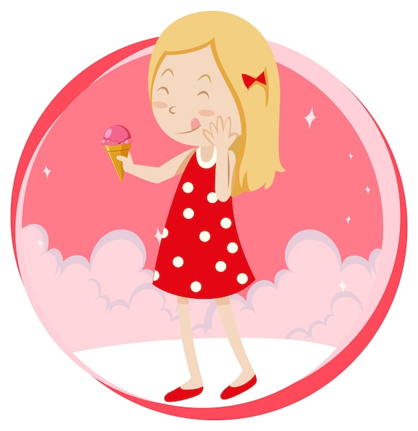 Free Vector little girl eating ice cream on white background