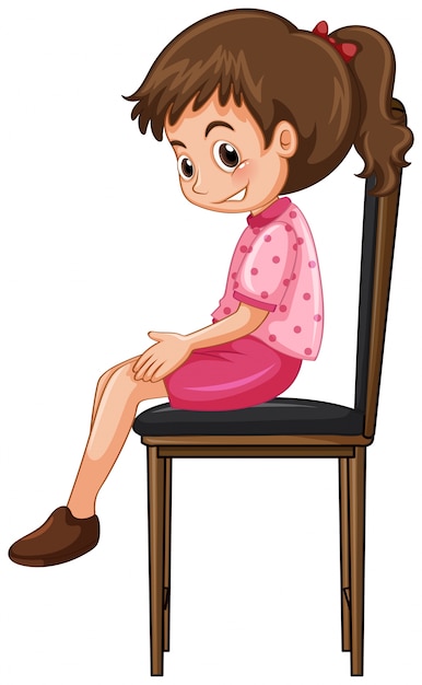 Free Vector little girl sitting on big chair