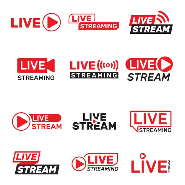 Free vector live stream buttons set