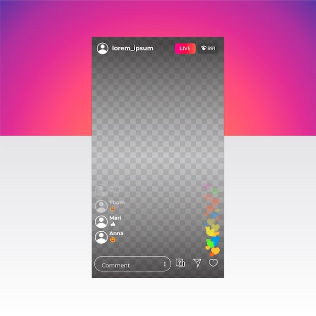 Free Vector live stream instagram interface