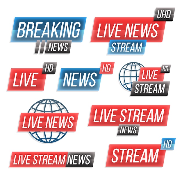 Free Vector live streams news banner pack