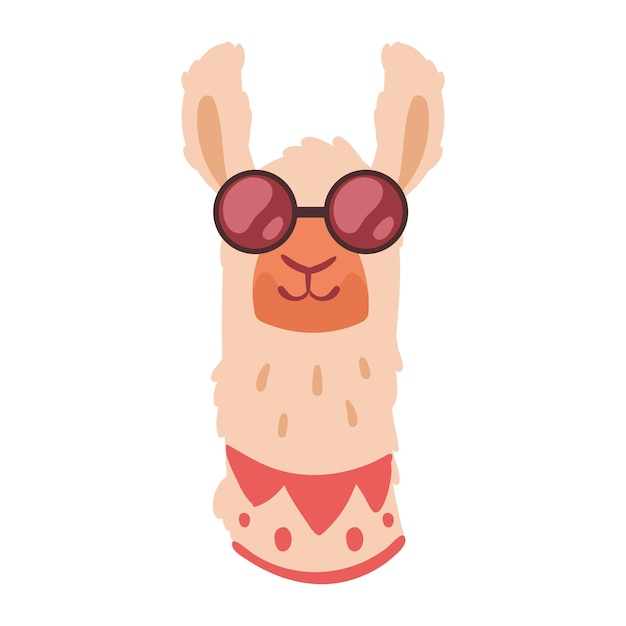 Free vector llama perubian with sunglasses character