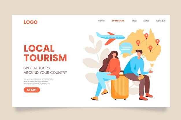 Free Vector local tourism landing page template