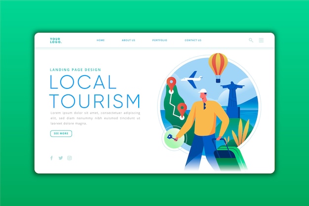 Free Vector local tourism - landing page