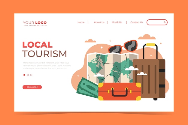 Free vector local tourism - landing page