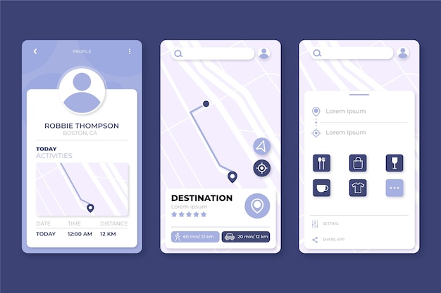 Free vector location app interface concept