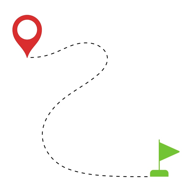 Free vector location pin to flag route