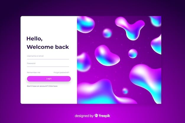 Free Vector log in landing page for company