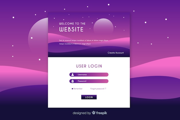 Free Vector log in landing page web template