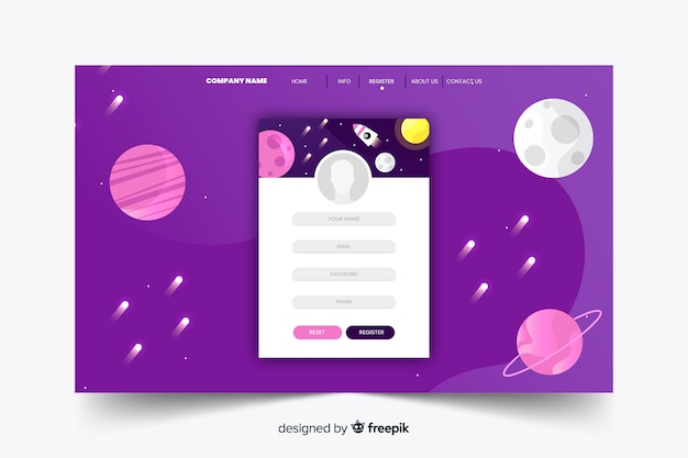 Free Vector log in landing page with login box