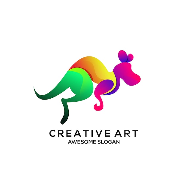 Free vector logo kangaroo gradient colorful design