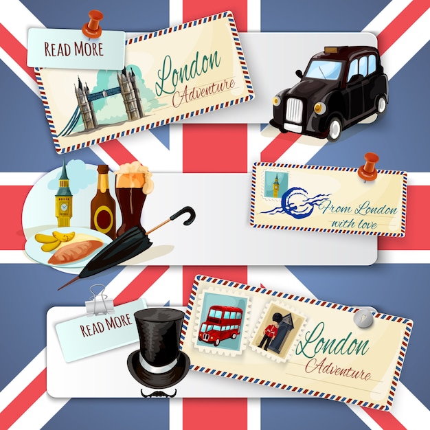 Free vector london touristic banner set