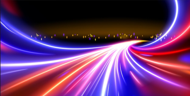 Long exposure effect City car lights speed motion