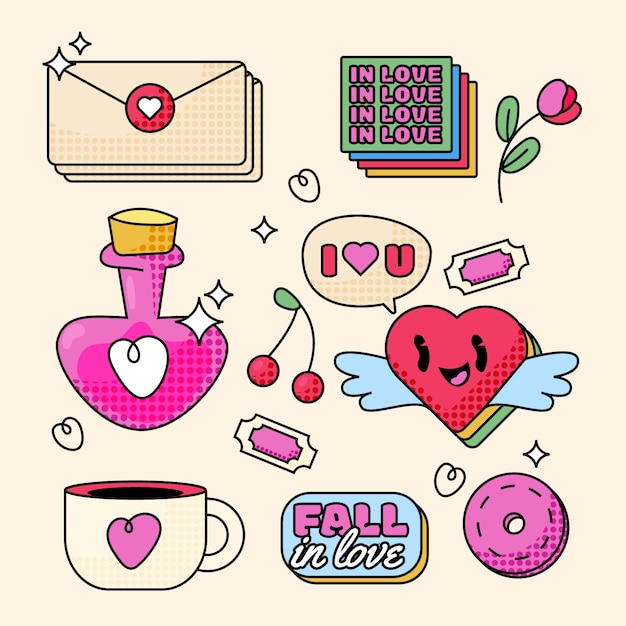 Free vector love cartoon element set