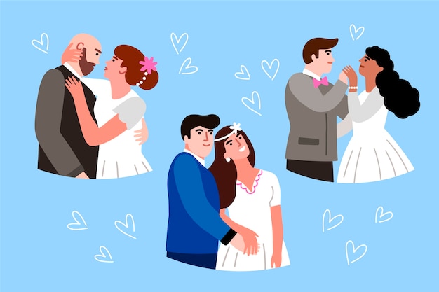 Free vector love concept with wedding couples