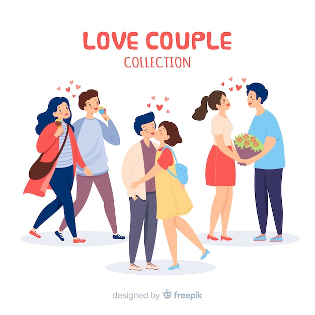 Free Vector love couple collection with hearts