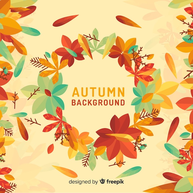 Free vector lovely autumn background with warm color leaves