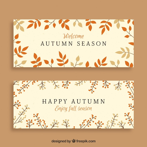 Lovely autumn banners with flat design