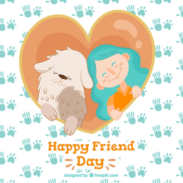 Free Vector lovely background of woman with a cute dog