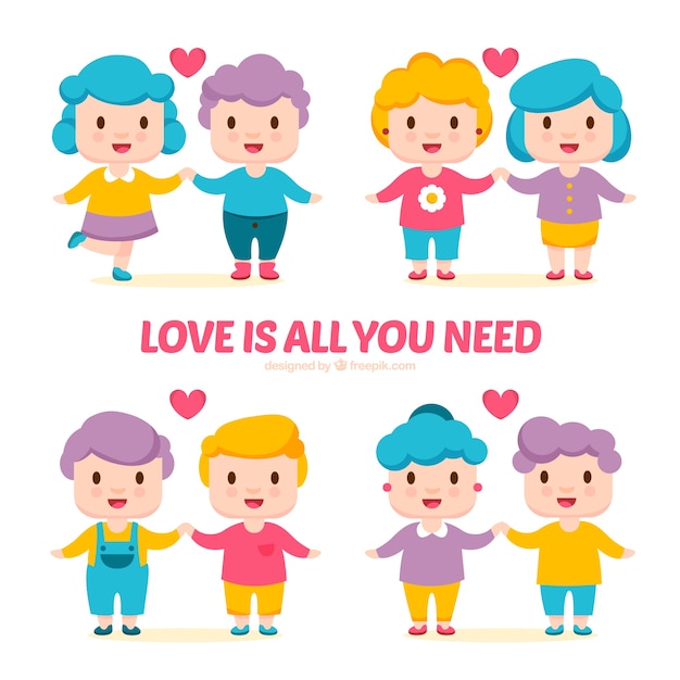 Free vector lovely characters in love