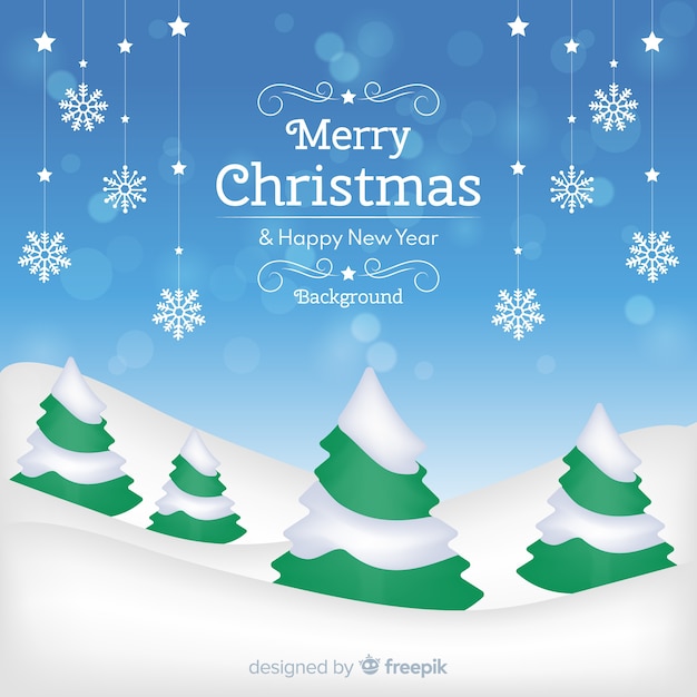 Free Vector lovely christmas background with flat design