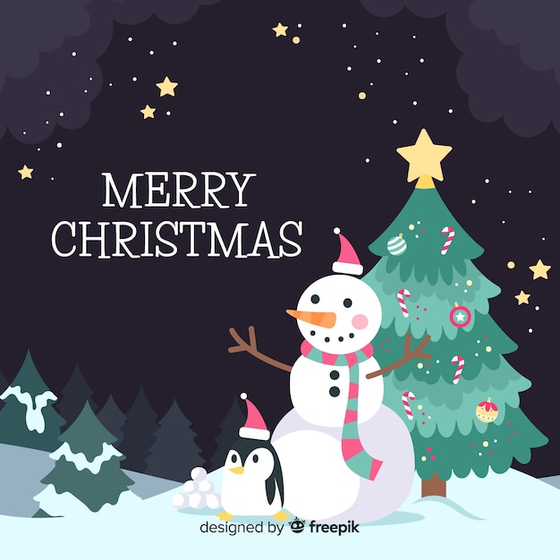 Lovely christmas background with flat design