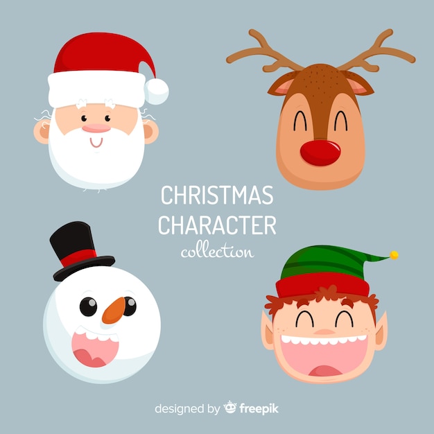 Lovely christmas character collection with flat design