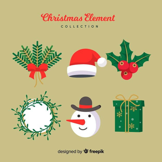 Lovely christmas element collection with flat design