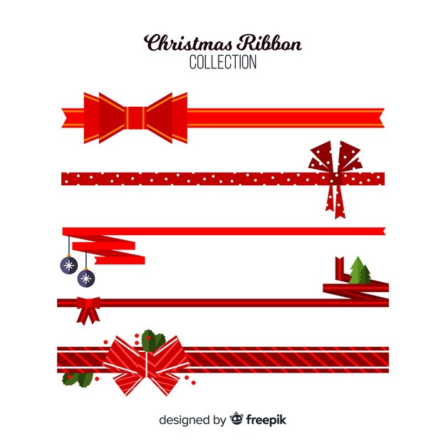 Lovely christmas ribbon collection with flat design