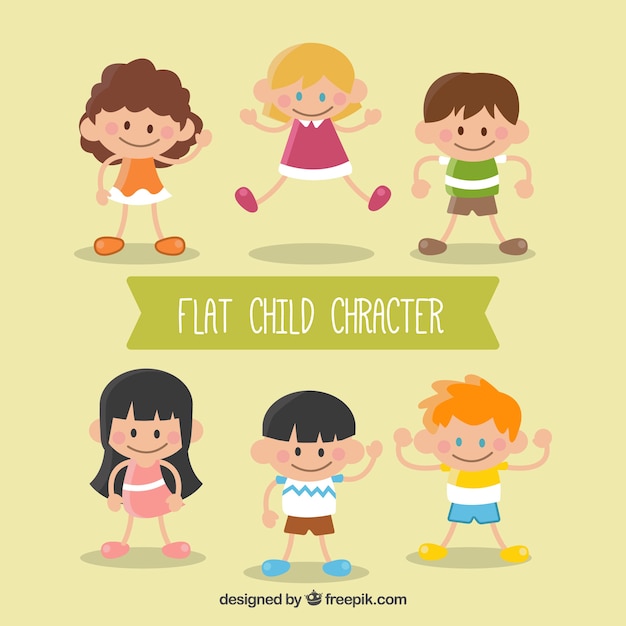 Free Vector lovely collection of children with faces