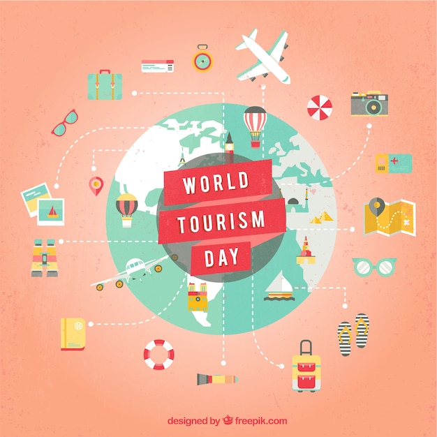 Free Vector lovely composition with touristic elements