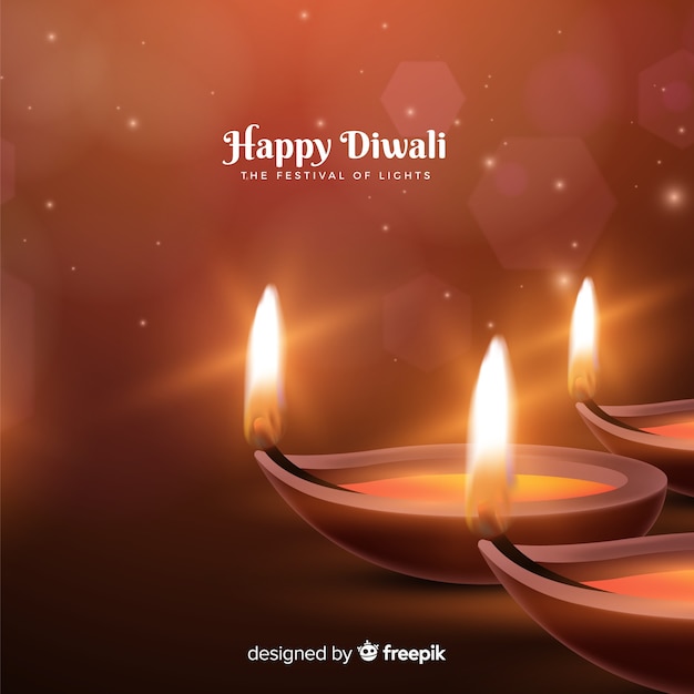 Free Vector lovely diwali background with realistic design