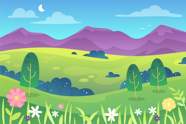 Free Vector lovely gradient spring landscape