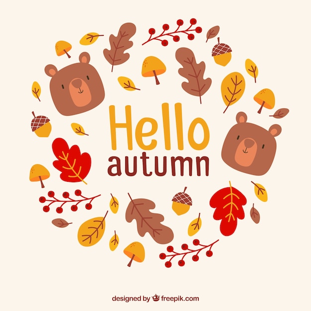 Free vector lovely hand drawn autumn background