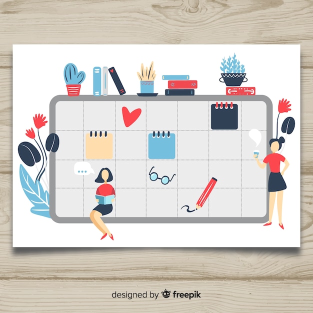 Free Vector lovely hand drawn planning schedule concept