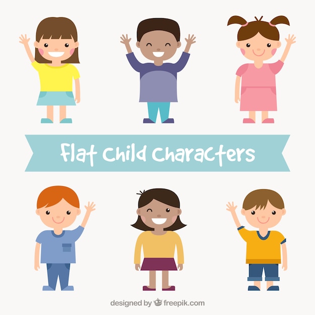 Free vector lovely kids in flat design