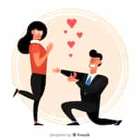 Free vector lovely marriage proposal with cartoon style