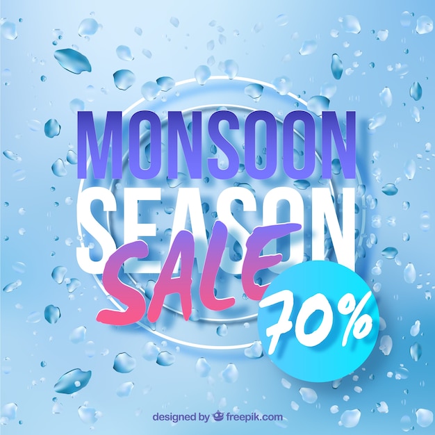 Free Vector lovely monsoon sale composition with realistic design