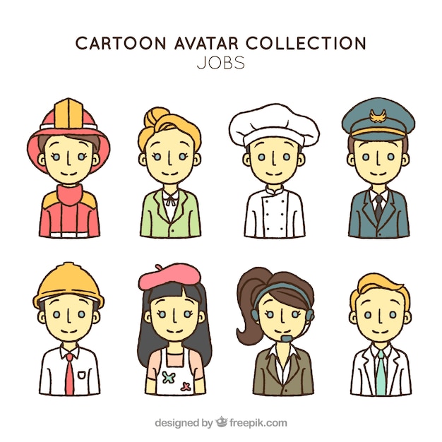 Free vector lovely pack of cartoon avatars