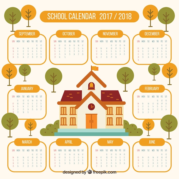 Lovely school calendar with school building