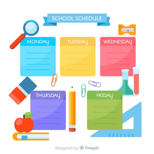 Free Vector lovely school weekly schedule template