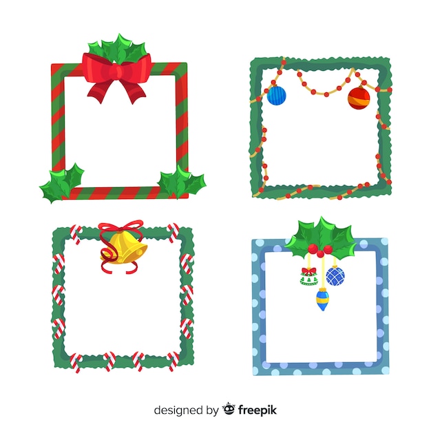 Free Vector lovely set of christmas borders and frames