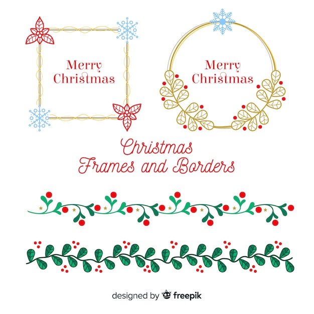 Free Vector lovely set of christmas borders and frames