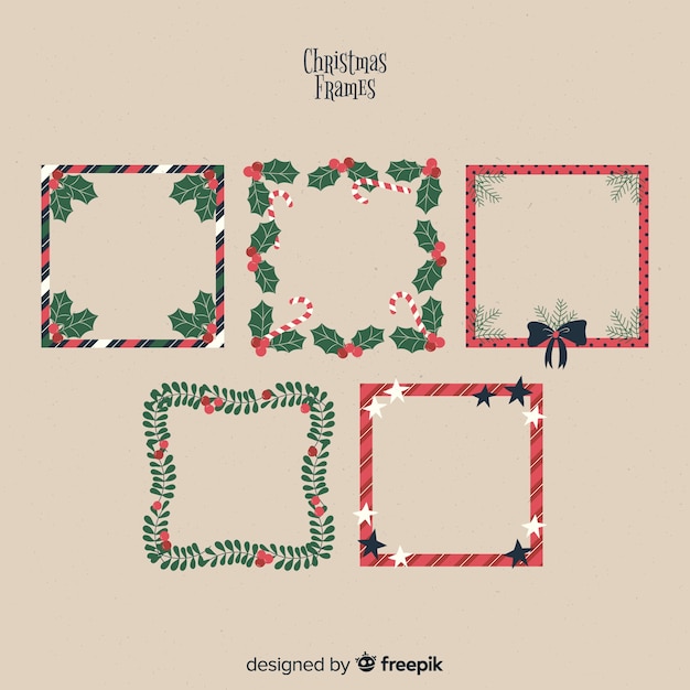 Free Vector lovely set of christmas borders and frames