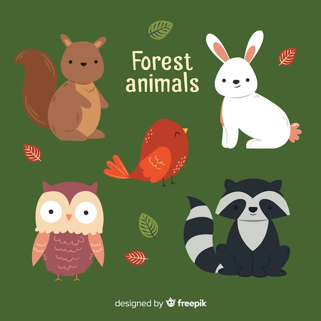 Free Vector lovely set of winter forest animals