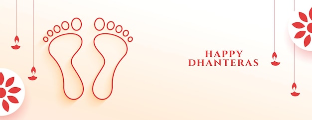 Free Vector lovely shubh dhanteras goddess charan banner for blessings vector